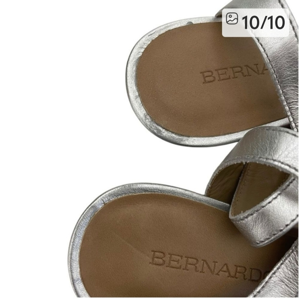 Bernardo Nora 2 Silver Metallic Leather Ankle Strap Sandal Heels Size 6 NWOT - Picture 13 of 13